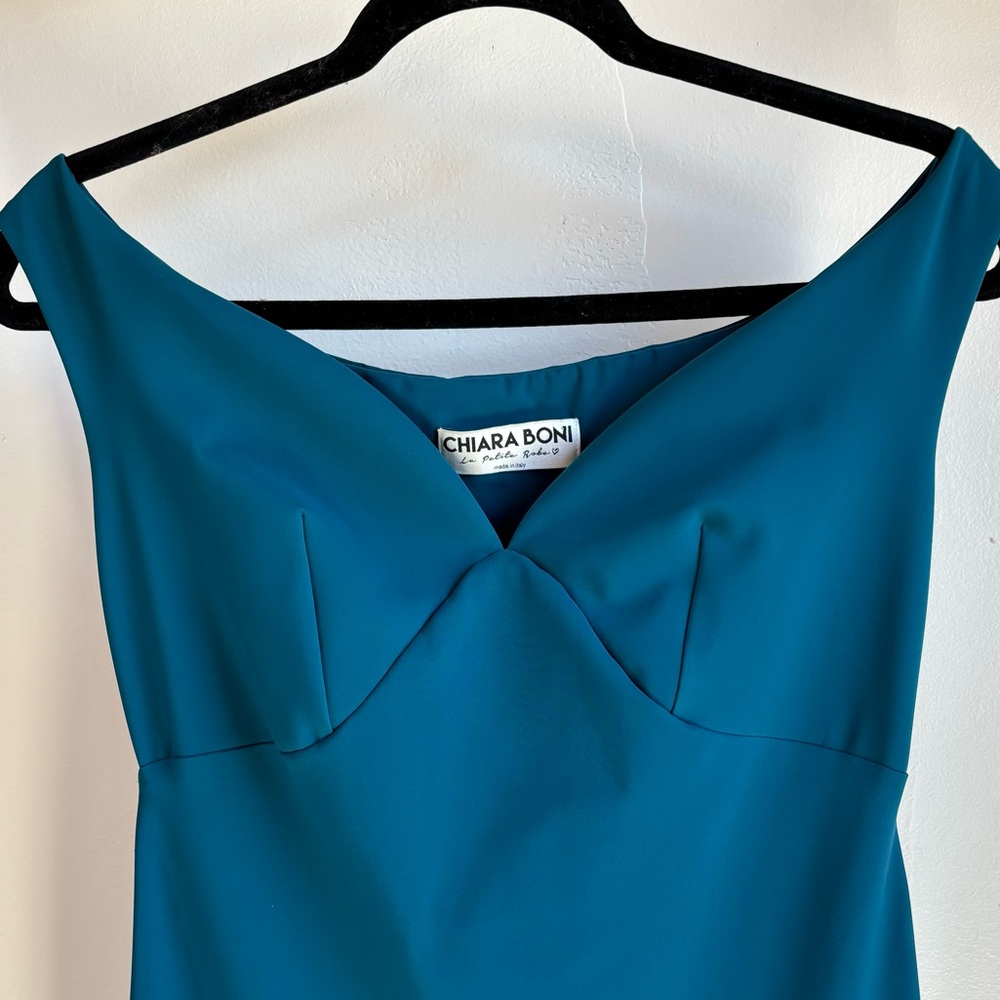 Chiara Boni La Petite Robe Dress Fit and Flare Teal Size 8/44 - Picture 4 of 16